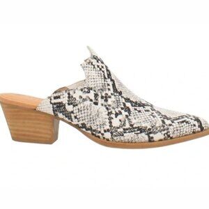NWT Code West Womens Text Me White Black Snake Print Heeled Mule Shoe Size 7.5M
